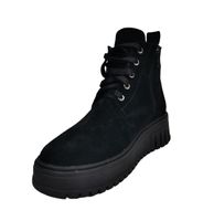 Зимние чёрные замшевые ботинки на небольшой танкетке Ventaje, Черный, 36