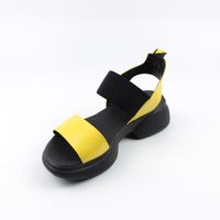Жовті шкіряні босоніжки на чорній спортивній підошві, Жовтий, 37