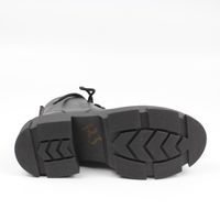 Кожаные короткие ботинки на толстой подошве со шнурками PL, Черный, 36