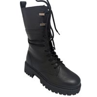 Женские зимние высокие ботинки маленьких размеров на шнуровке и замке Dino Vittorio, Черный, 34