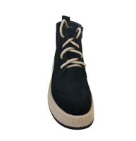 Демисезонные короткие чёрные замшевые ботинки на литой бежевой подошве PL, Черный, 38