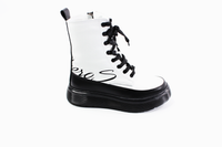 Кожаные белые зимние ботинки на полиуретановой толстой подошве Masheros, Белый, 34