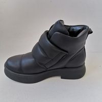 Зимові шкіряні черевики на липучках, Черный, 36