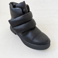 Зимові шкіряні черевики на липучках, Черный, 36