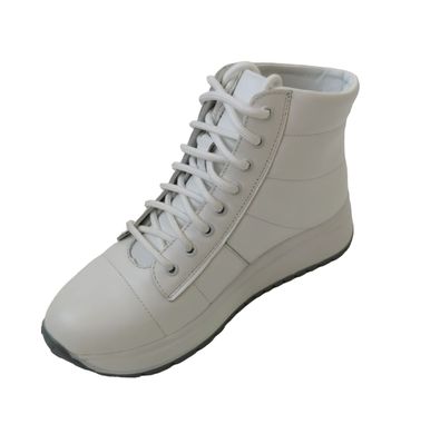 Купити Жіночі білі шкіряні зимові черевики на шнурках KENTO