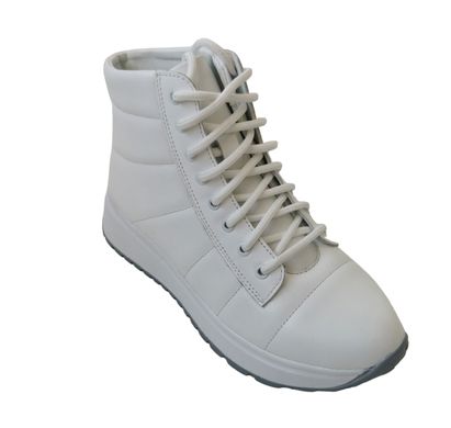 Купити Жіночі білі шкіряні зимові черевики на шнурках KENTO