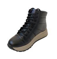 Жіночі чорні шкіряні зимові черевики на шнурках KENTO, Черный, 36