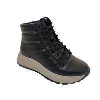 Женские чёрные кожаные зимние ботинки на шнурках KENTO, Черный, 36