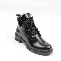 Короткие демисезонные ботинки с оригинальным дизайном из наплака, Черный, 40