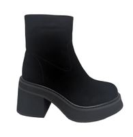 Зимние чёрные замшевые ботинки на толстой подошве с каблуком VIDORCCI, Черный, 34