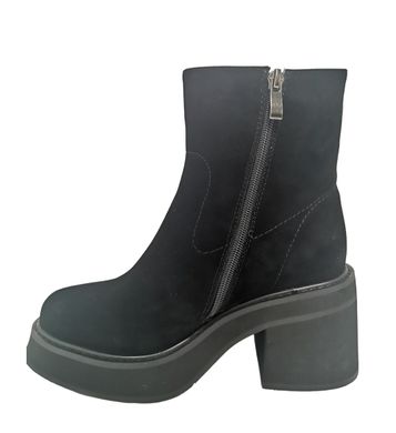 Купить Зимние чёрные замшевые ботинки на толстой подошве с каблуком VIDORCCI