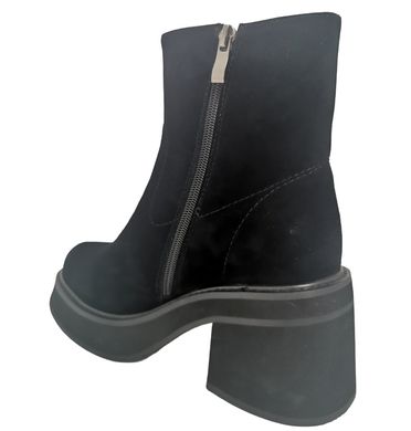 Купить Зимние чёрные замшевые ботинки на толстой подошве с каблуком VIDORCCI