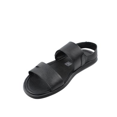 Шкіряні чорні босоніжки-сандалі на липучках, Черный, 39