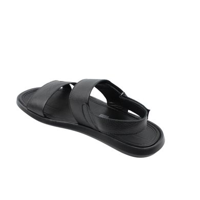 Кожаные чёрные босоножки-сандалии на липучках, Черный, 39