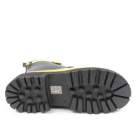 Женские чёрные короткие кожаные ботинки на толстой подошве с жёлтыми вставками Nod Trend, Черный, 36