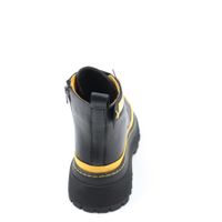 Жіночі чорні короткі шкіряні черевики на товстій підошві з жовтими вставками Nod Trend, Черный, 36