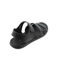 Кожаные чёрные босоножки-сандалии на трёх липучках, Черный, 40