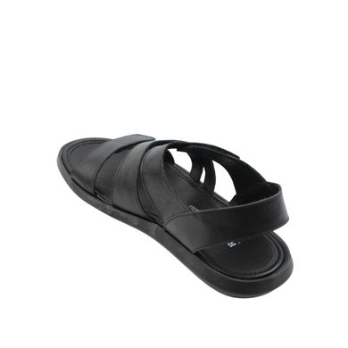 Шкіряні чорні босоніжки-сандалі на трьох липучках, Черный, 40
