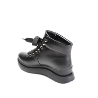 Короткие кожаные ботинки на шнурке KENTO, Черный, 36