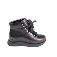 Короткие кожаные ботинки на шнурке KENTO, Черный, 36