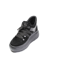 Короткі жіночі замшеві черевики на товстій підошві KENTO , Черный, 39