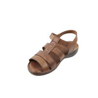 Комфортные кожаные босоножки-сандалии на низкой подошве, Коричневый, 37