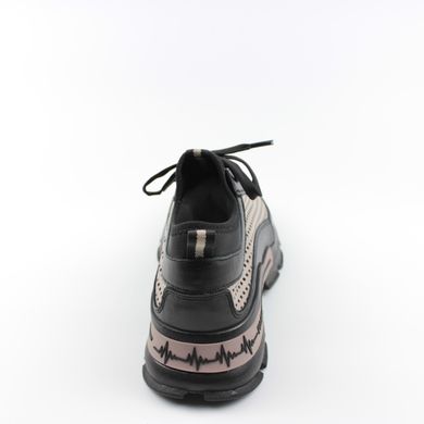 Купити Жіночі бежево-чорні кросівки із перфорацією GUERO