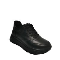 Зимние чёрныеые кожаные кроссовки на шнурках KENTO, Черный, 36