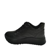 Зимові шкіряні чорні кросівки на шнурках KENTO, Черный, 36