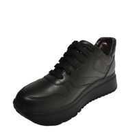 Зимние чёрныеые кожаные кроссовки на шнурках KENTO, Черный, 36