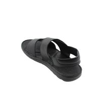 Кожаные чёрные сандалии на спортивной ровной подошве с регулируемыми лямками, Черный, 40