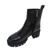 Зимові жіночі шкіряні черевики на натуральному хутрі на стійкому каблуці VIDORCCI, Черный, 36