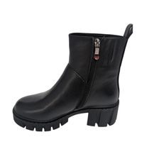 Зимние женские кожаные ботинки на натуральном меху на устойчивом каблуке VIDORCCI, Черный, 36