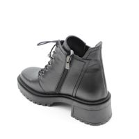 Жіночі чорні шкіряні черевики на стійкому каблуці з квадратним мисом Nod Trend, Черный, 38