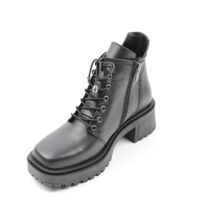 Женские чёрные кожаные ботинки на устойчивом каблуке с квадратным мысом Nod Trend, Черный, 38