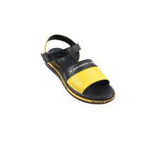 Жёлто-чёрные сандалии на сплошной оригинальной  подошве, Жёлтый, 36