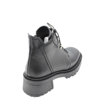 Купить Женские чёрные кожаные ботинки на устойчивом каблуке с квадратным мысом Nod Trend