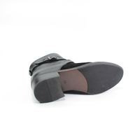 Короткие комбинированные ботинки на небольшом каблуке., Черный, 35