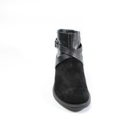 Короткие комбинированные ботинки на небольшом каблуке., Черный, 35
