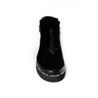 Женские замшевые короткие ботинки на низкой ровной лёгкой подошве , Черный, 35
