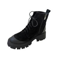Зимние чёрные замшевые ботинки с оригинальным носком и пяткой из матовой кожи Marcco, Черный, 36