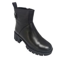 Зимние женские кожаные ботинки на натуральном меху на устойчивом каблуке VIDORCCI, Черный, 33