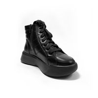 Короткий шкіряний черевик на суцільній товстій підошві KENTO, Черный, 41