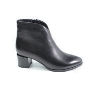 Кожаные модельные ботинки с устойчивым небольшим каблуком 5см., Черный, 36