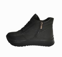 Зимние чёрные кожаные кроссовки на шнурках и замке Dino Vittorio, Черный, 36