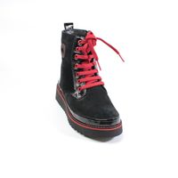 Замшеві черевики з лаковими вставками і червоними елементами GUERO, Черный, 35