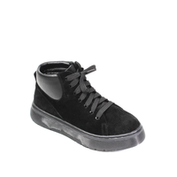 Короткие зимние замшевые ботинки на ровной толстой подошве KENTO, Черный, 36