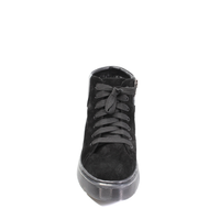 Короткие зимние замшевые ботинки на ровной толстой подошве KENTO, Черный, 36