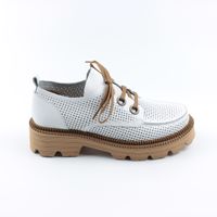 Женские белые перфорированные туфли на шнурках GUERO, Белый, 37