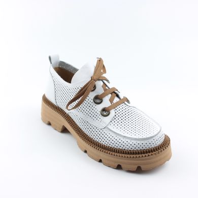 Купить Женские белые перфорированные туфли на шнурках GUERO
